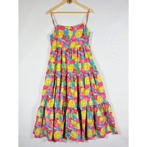 Storia Bright Yellow Pink Blue Floral Midi Dress